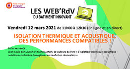 WEB'RDV du 12 mars - Isolation thermique et acoustique